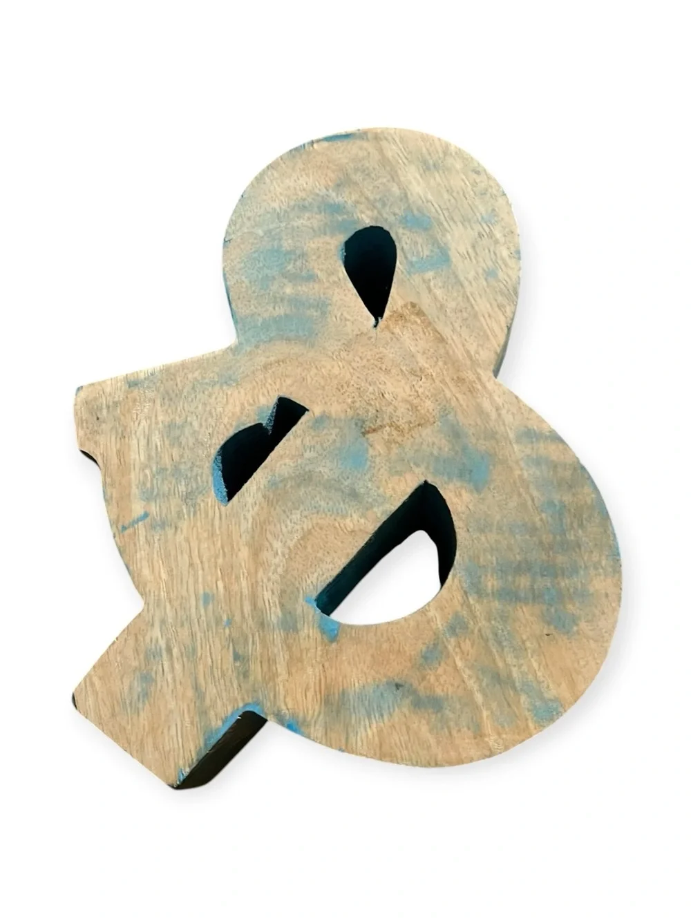Rustic White and Teal Ampersand “&” Wood  Decor